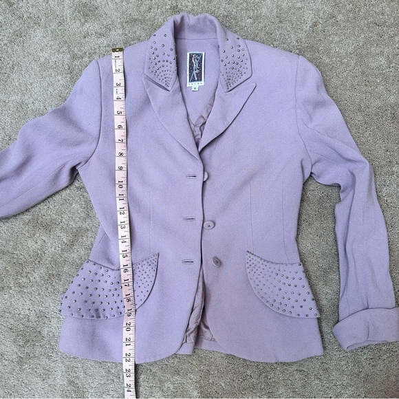 Vintage Y2K Zelda Lavender Purple Studded Blazer Office Siren Fitted 6 Small - Picture 8 of 8